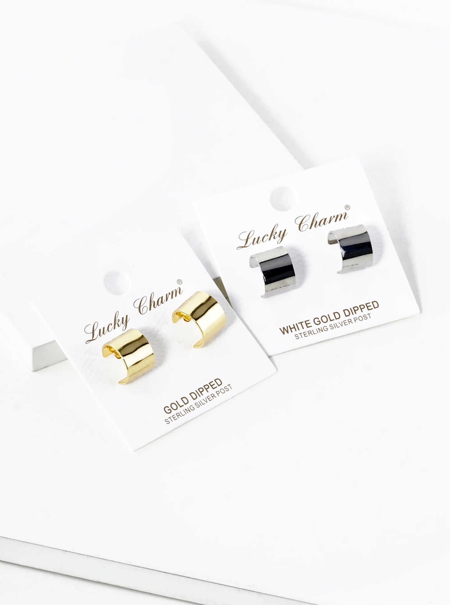 White Gold Dipped 9mm Wide 12mm Minimalist Brass Hoop Earrings