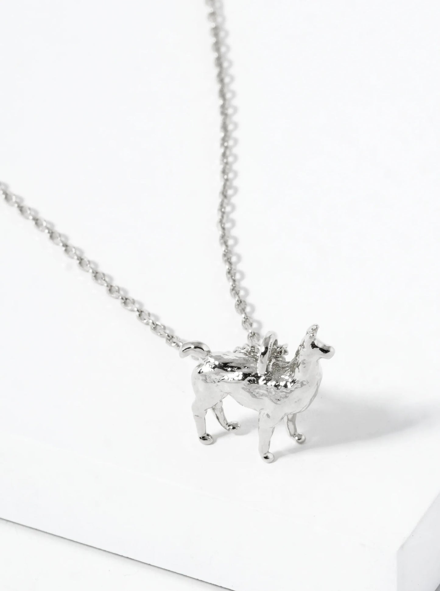 White Gold Dipped Alpaca Pendant Necklace