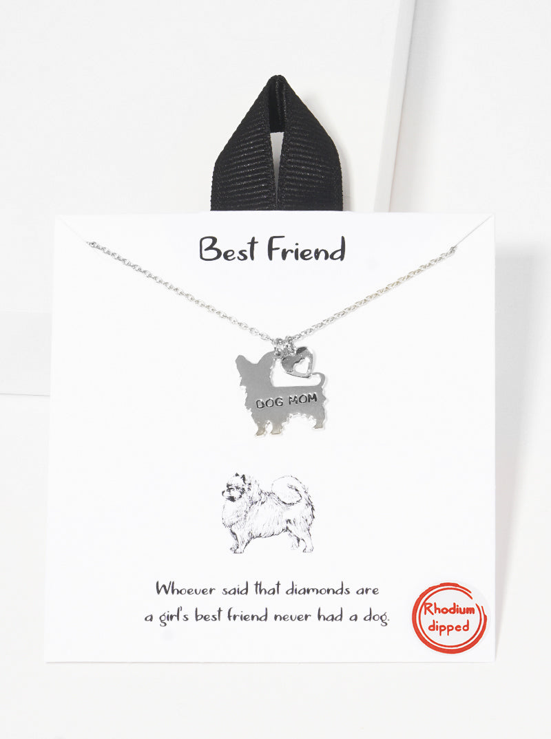 White Gold Dipped Best Friend Dog Mom Pedant Necklace