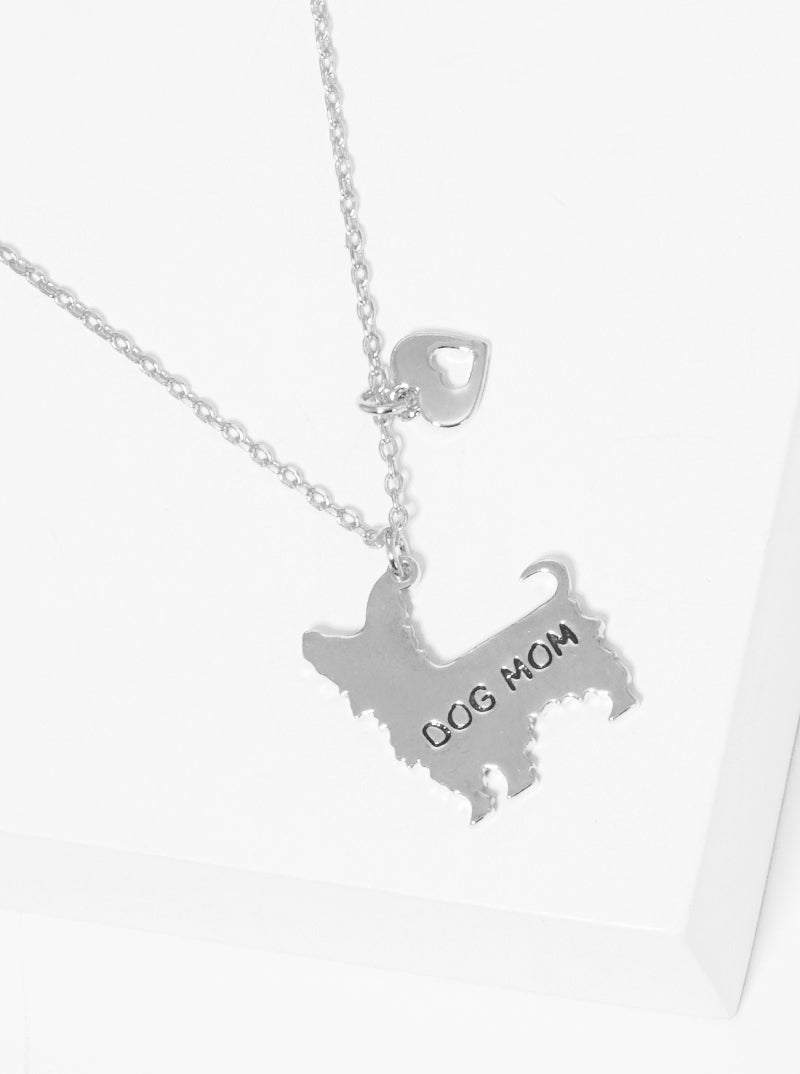 White Gold Dipped Best Friend Dog Mom Pedant Necklace