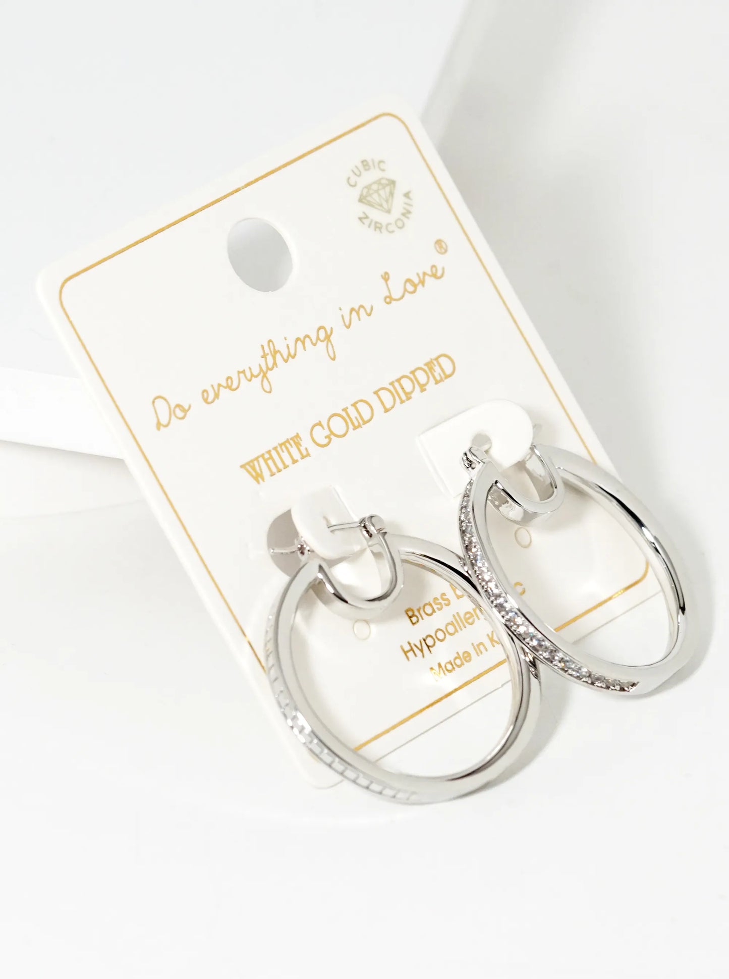 White Gold Dipped CZ Pave 30mm Pincatch Hoop Earrings