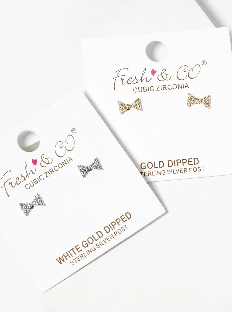 18k Gold Dipped CZ Pave 6mm Round Post Stud Earrings