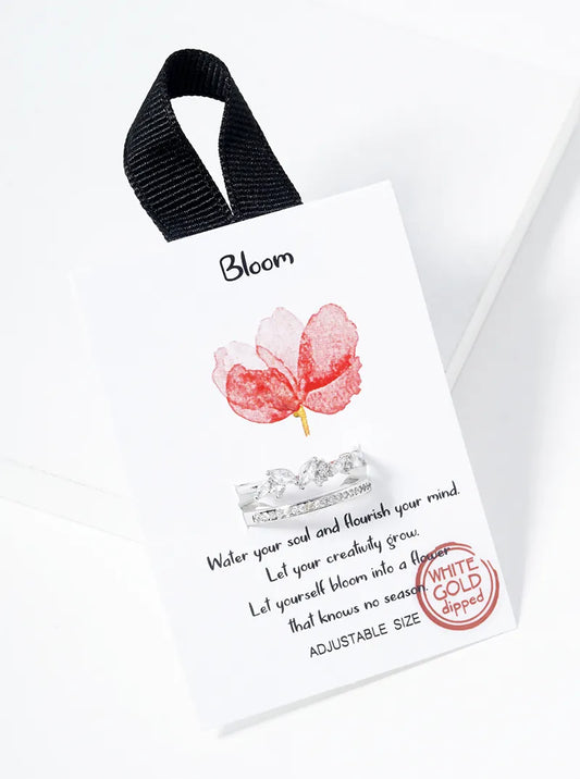 White Gold Dipped CZ Pave Adjustable Ring