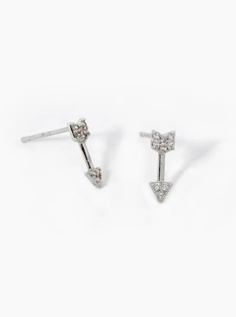 18k Gold Dipped CZ Pave Arrow Stud  Earrings