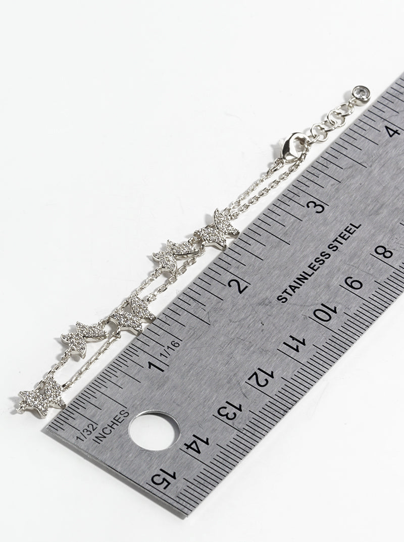 18k Gold Dipped CZ Pave Evil Eye Charm Bracelet