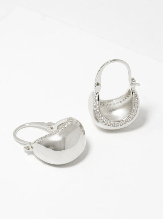 White Gold Dipped CZ Pave Classic Dangle Earrings