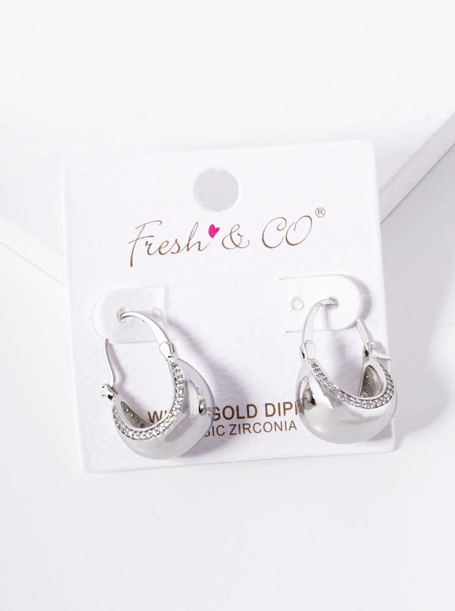 White Gold Dipped CZ Pave Classic Dangle Earrings