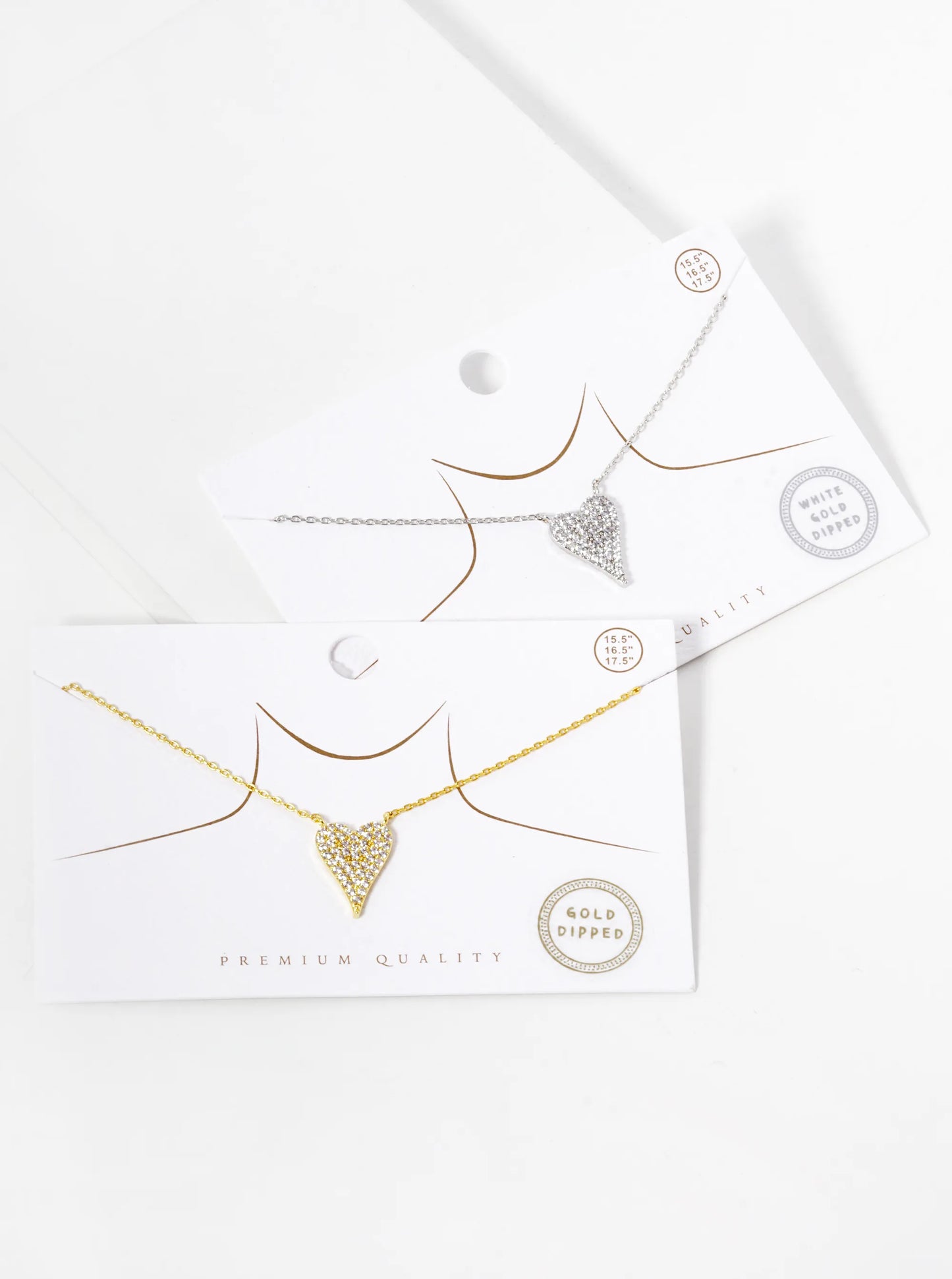 White Gold Dipped CZ Pave Heart Pendant Necklace