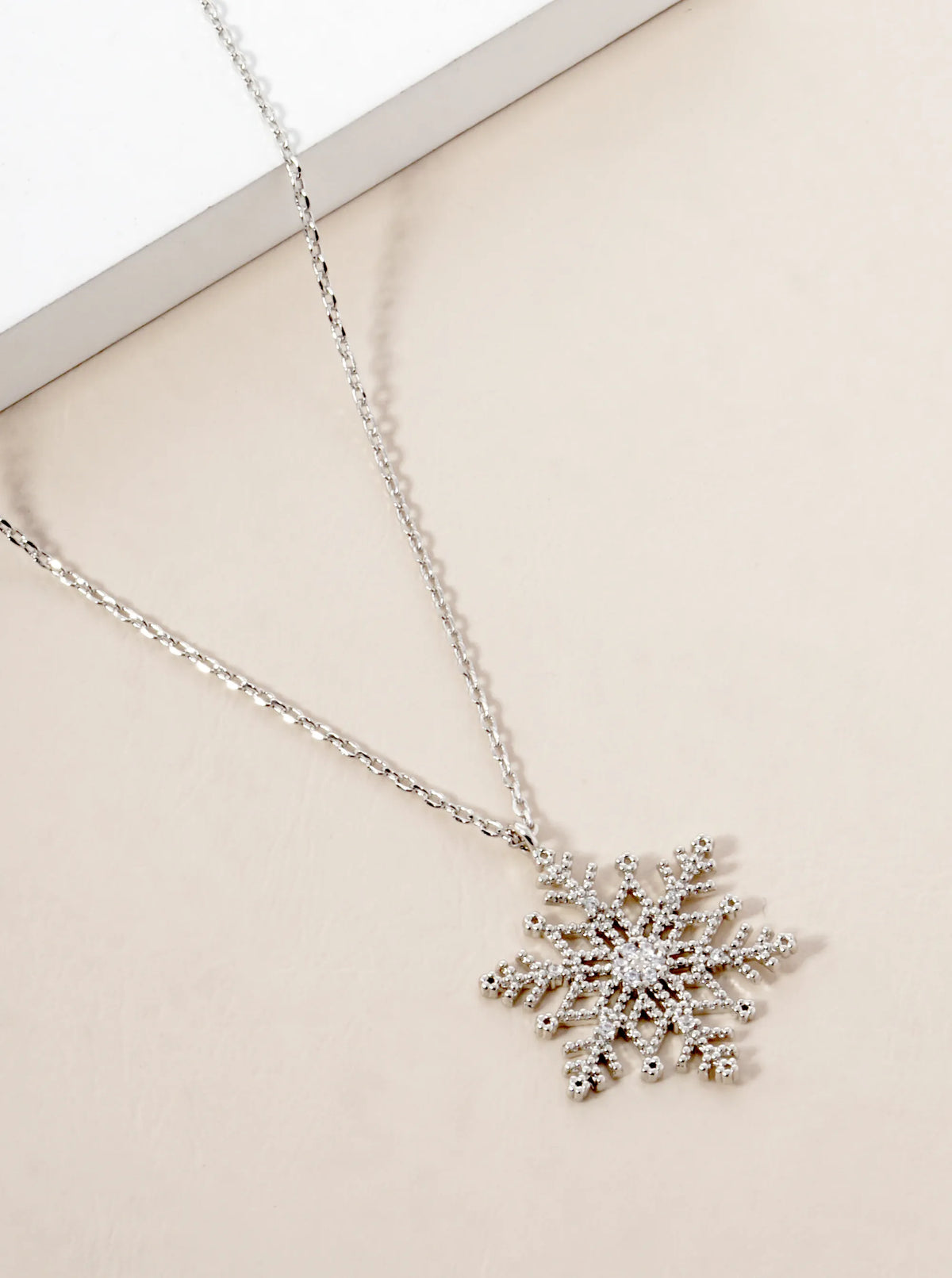 18k Gold Dipped CZ Pave Snowflake Pendant Necklace Rhodium