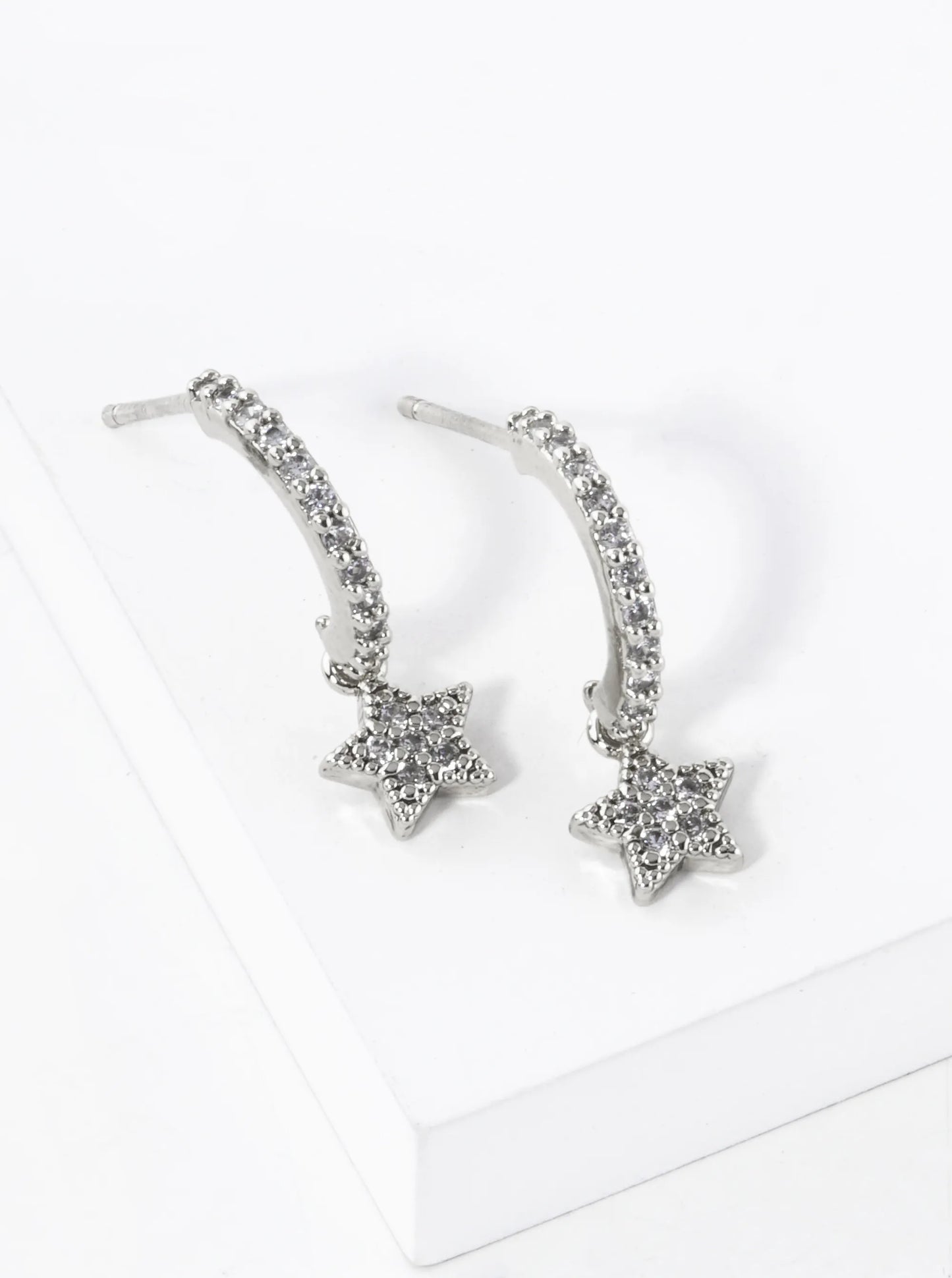 18K Gold Dipped CZ 12mm Quatrefoil Drop 925 Sterling Sliver Post Earrings