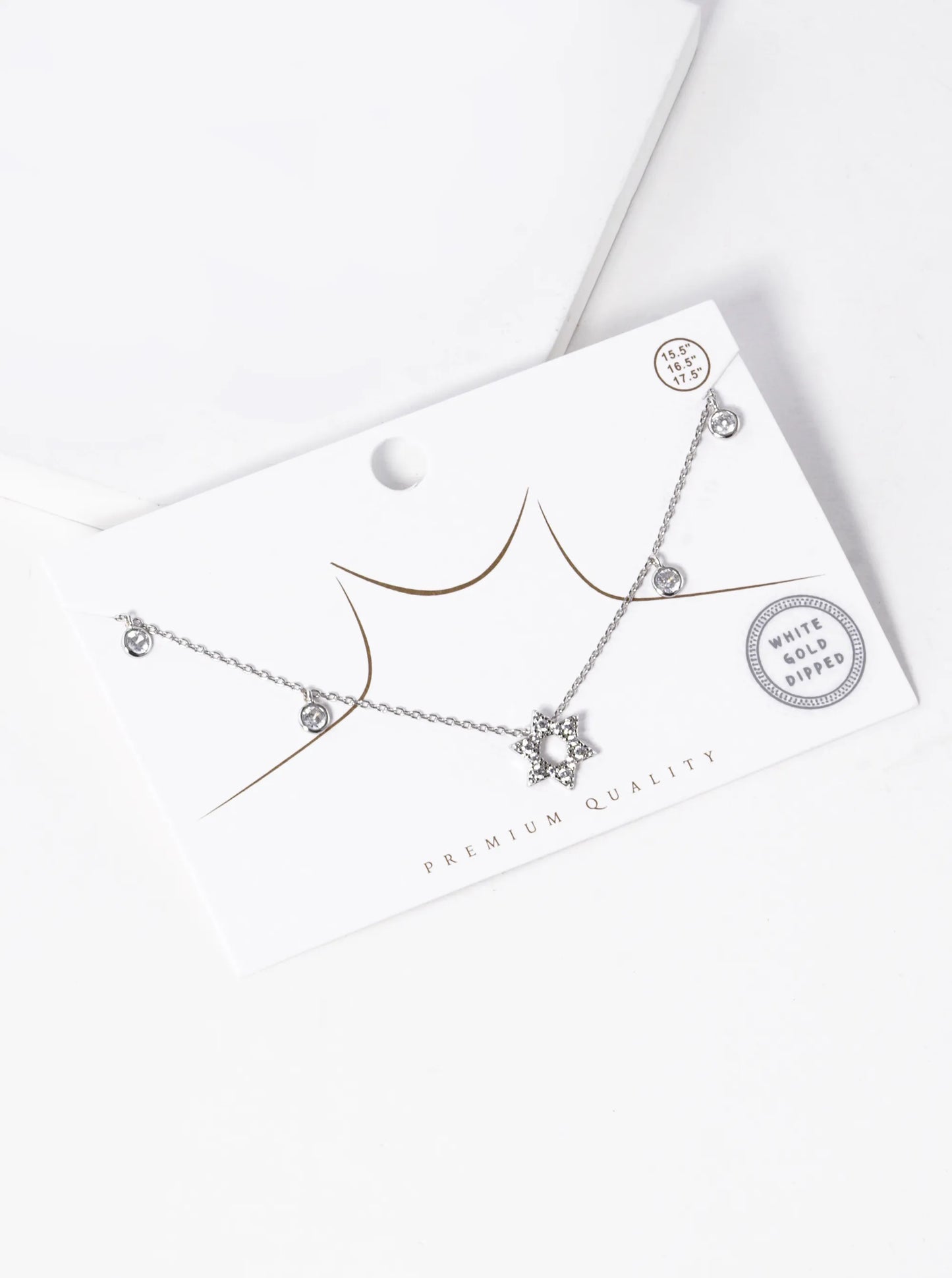 White Gold Dipped CZ Star Of David Pendant Necklace