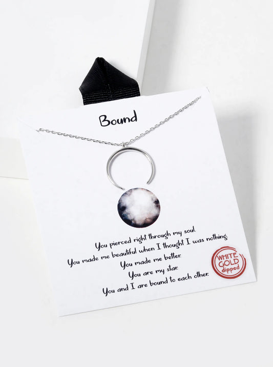 White Gold Dipped Crescent Moon Pendant Necklace
