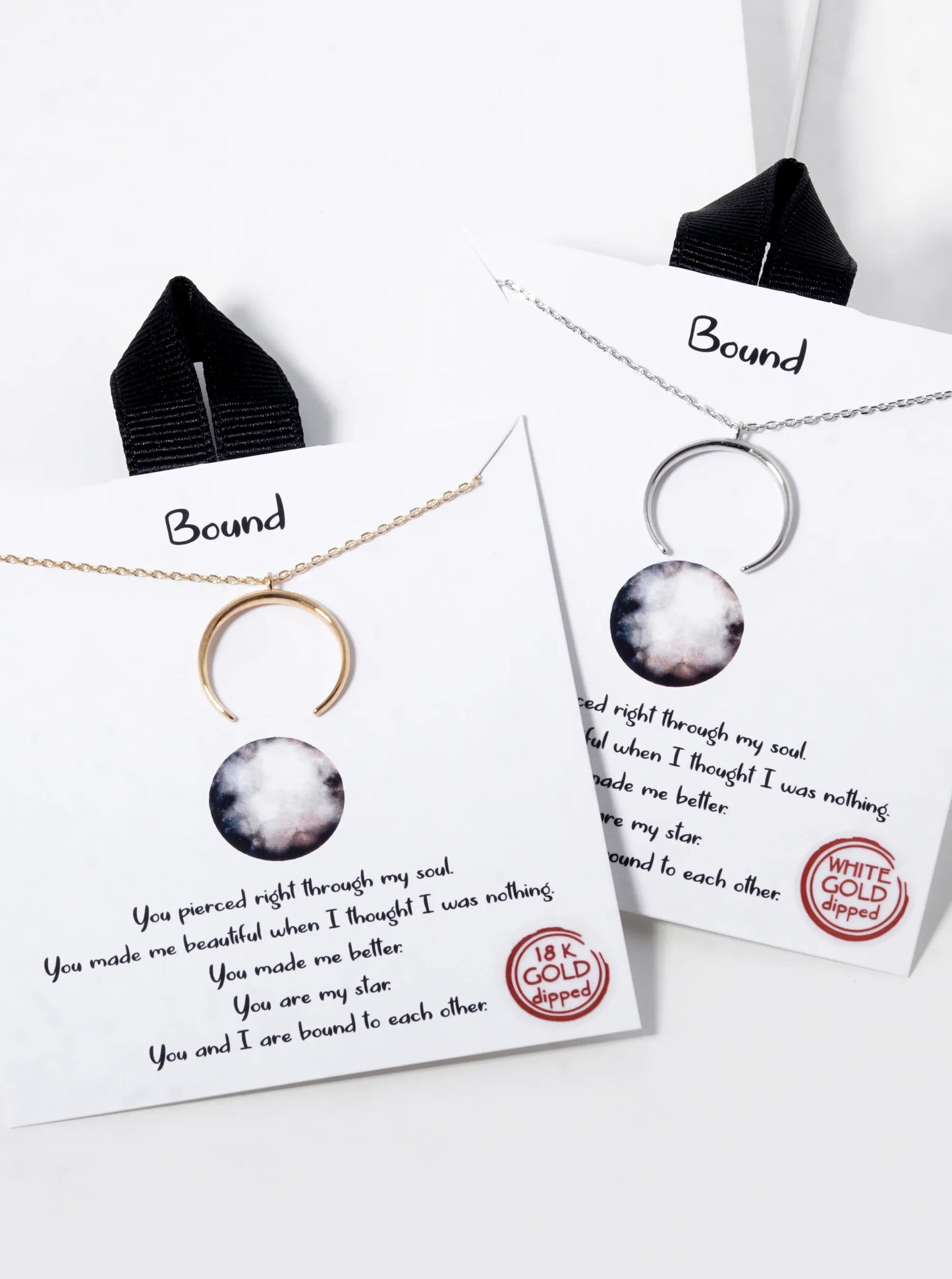 White Gold Dipped Crescent Moon Pendant Necklace
