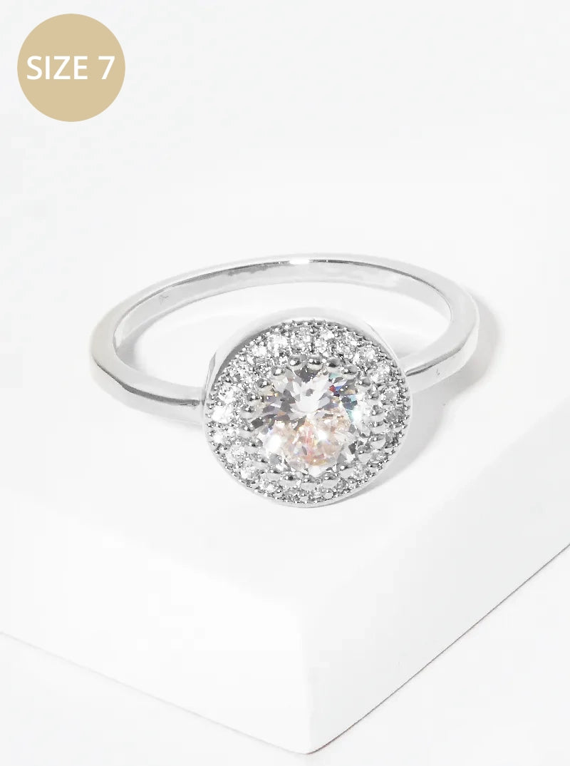 White Gold Dipped Cubic Zirconia Pave Round Rings