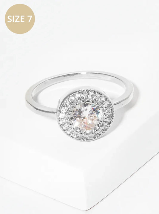 White Gold Dipped Cubic Zirconia Pave Round Rings