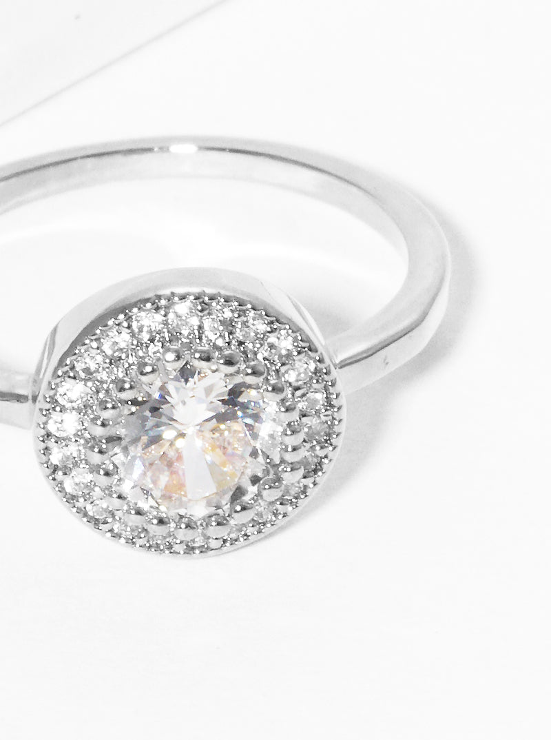White Gold Dipped Cubic Zirconia Pave Round Rings