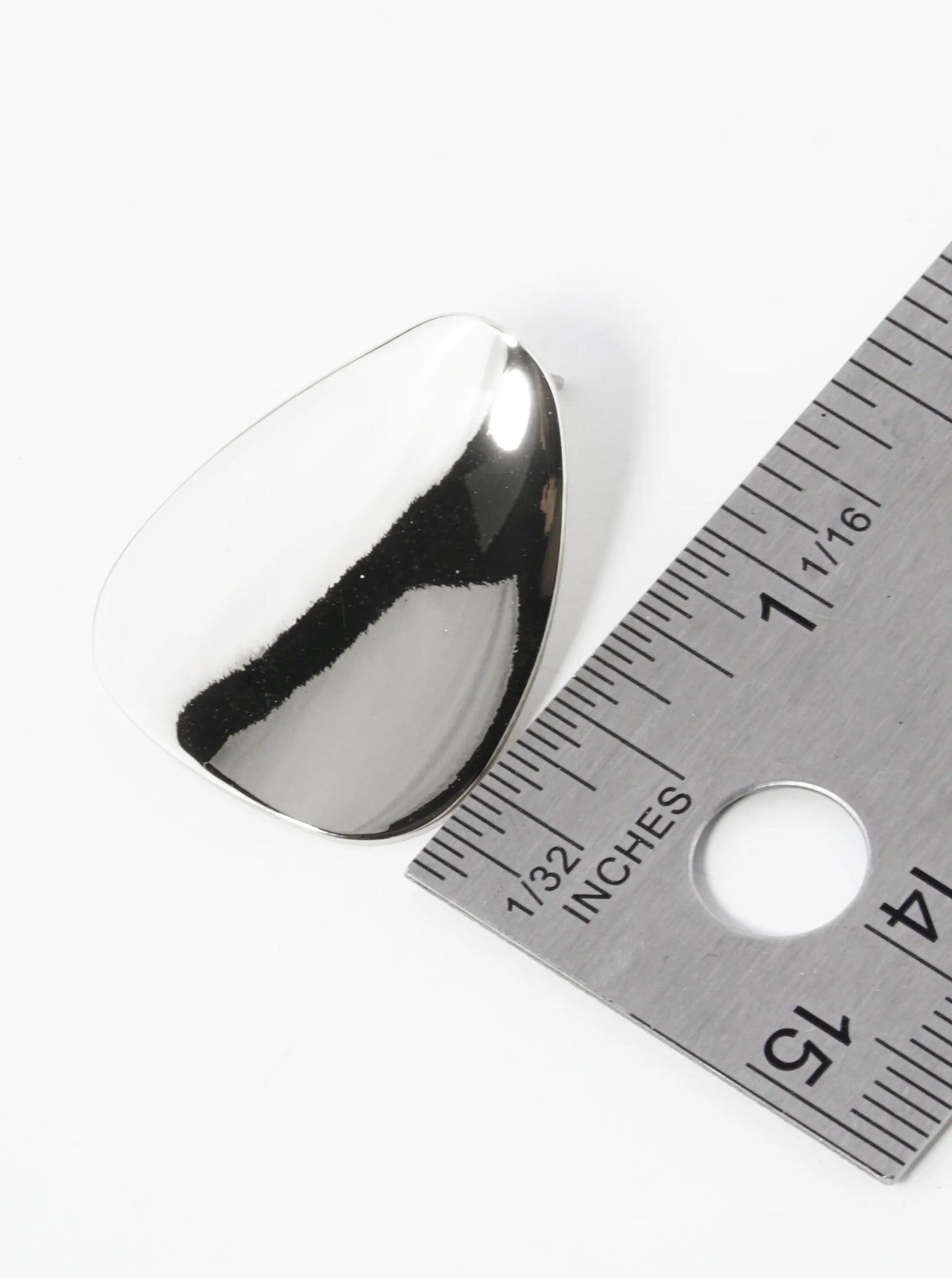 White Gold Dipped Curved Rounded Triangle Stud Earrings