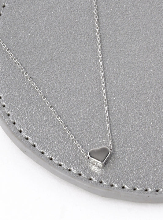 White Gold Dipped Dainty 6mm Heart Pendant Necklace