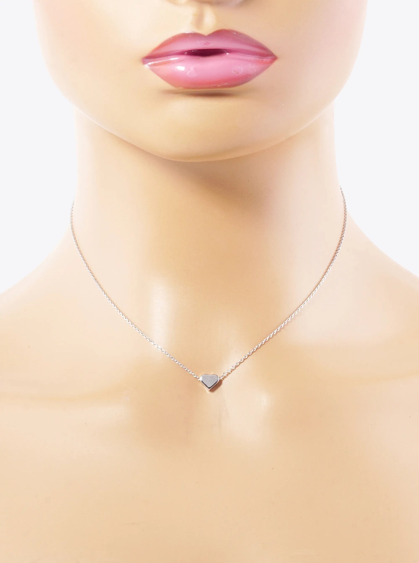 White Gold Dipped Dainty 6mm Heart Pendant Necklace