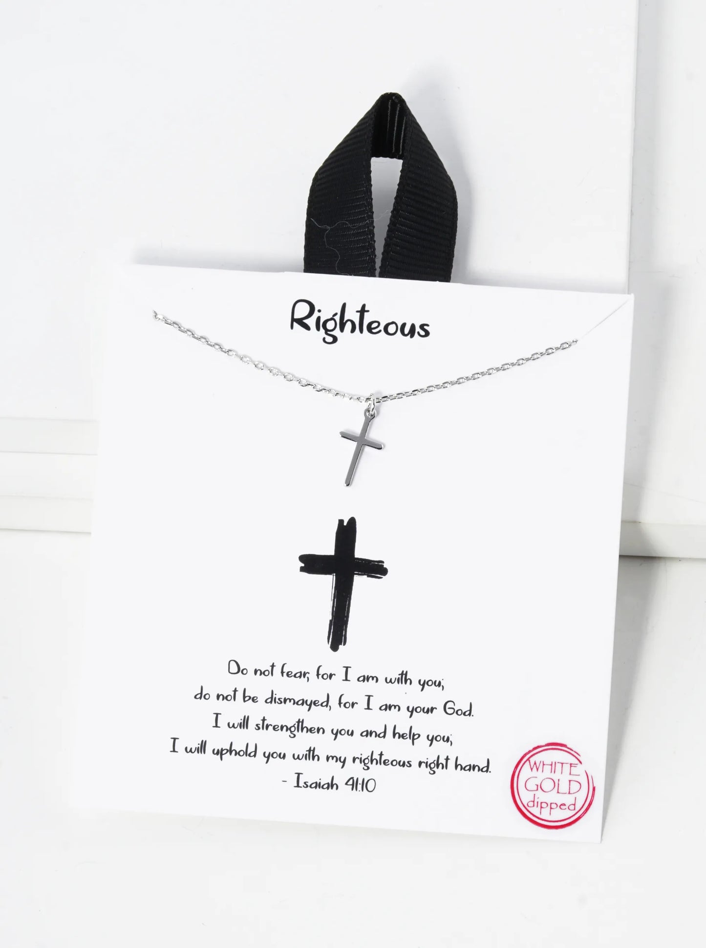 White Gold Dipped Dainty Cross Pendant Necklace