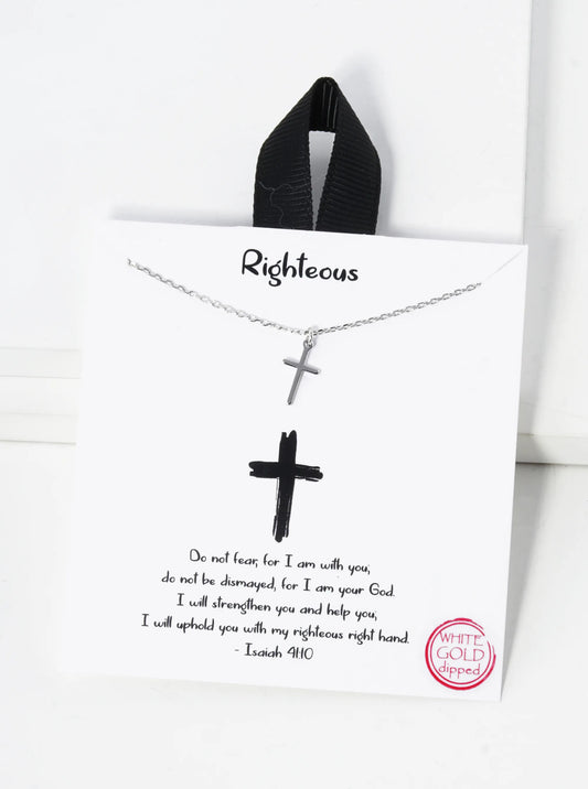 White Gold Dipped Dainty Cross Pendant Necklace