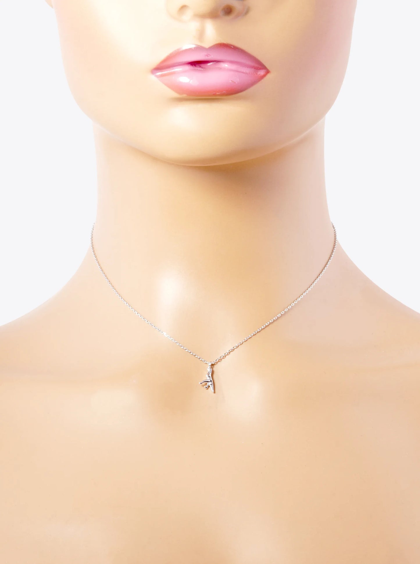 White Gold Dipped Dainty Dinosaur Pendant Necklace