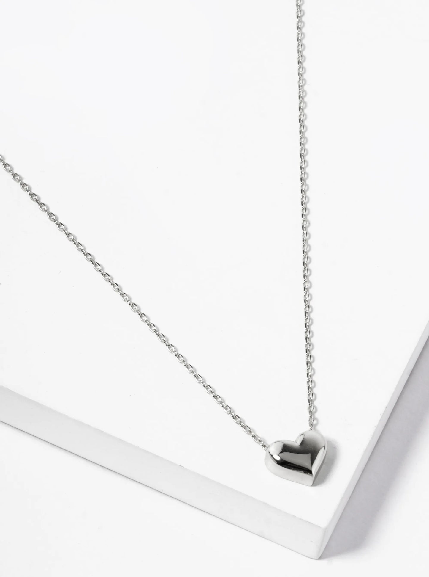 White Gold Dipped Dainty Heart Pendant Necklace