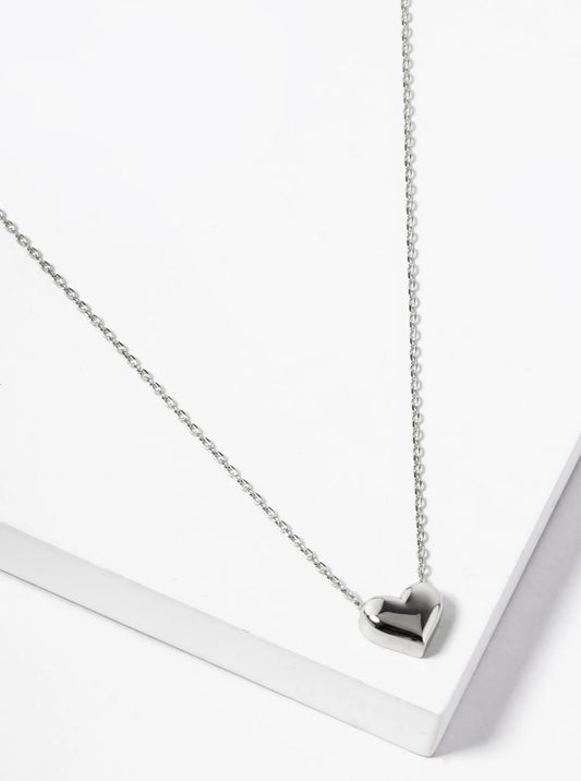 White Gold Dipped Dainty Heart Pendant Necklace