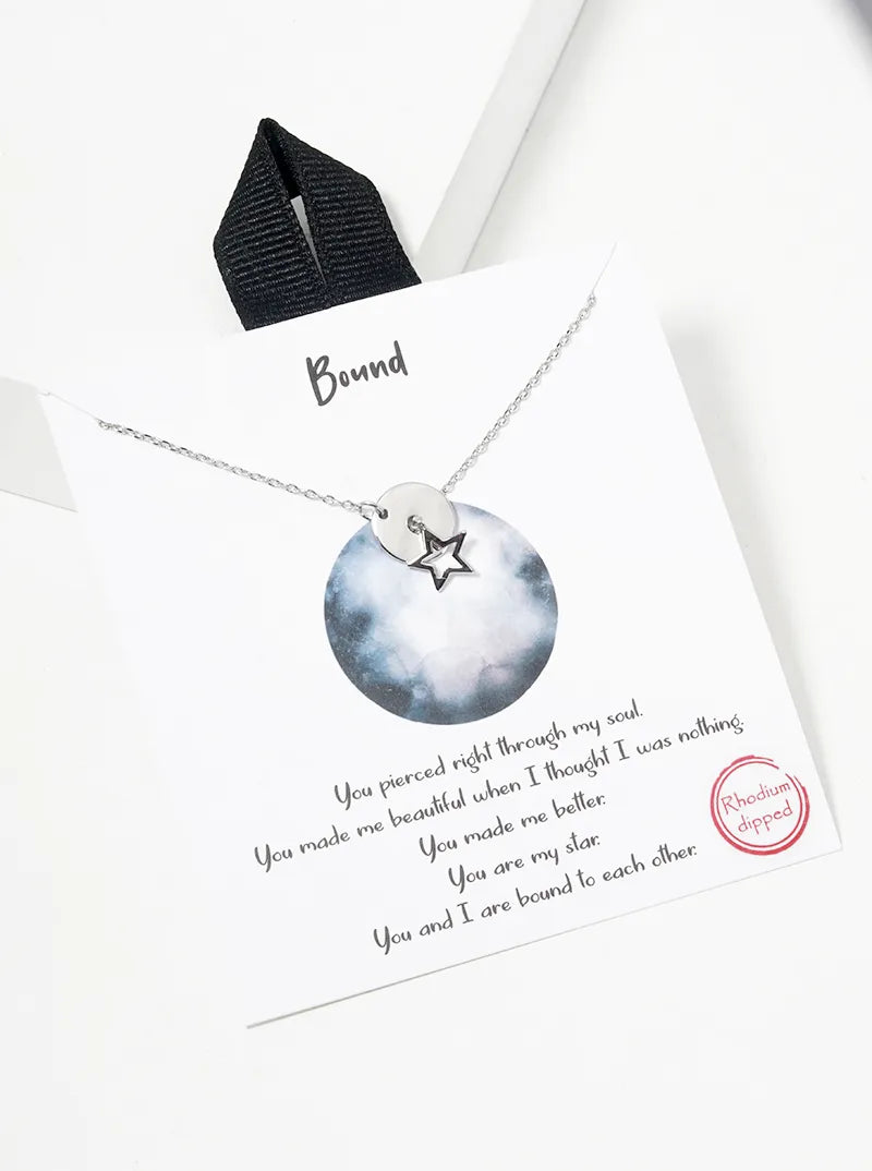 White Gold Dipped Dainty Star Pendant Lariat Necklace