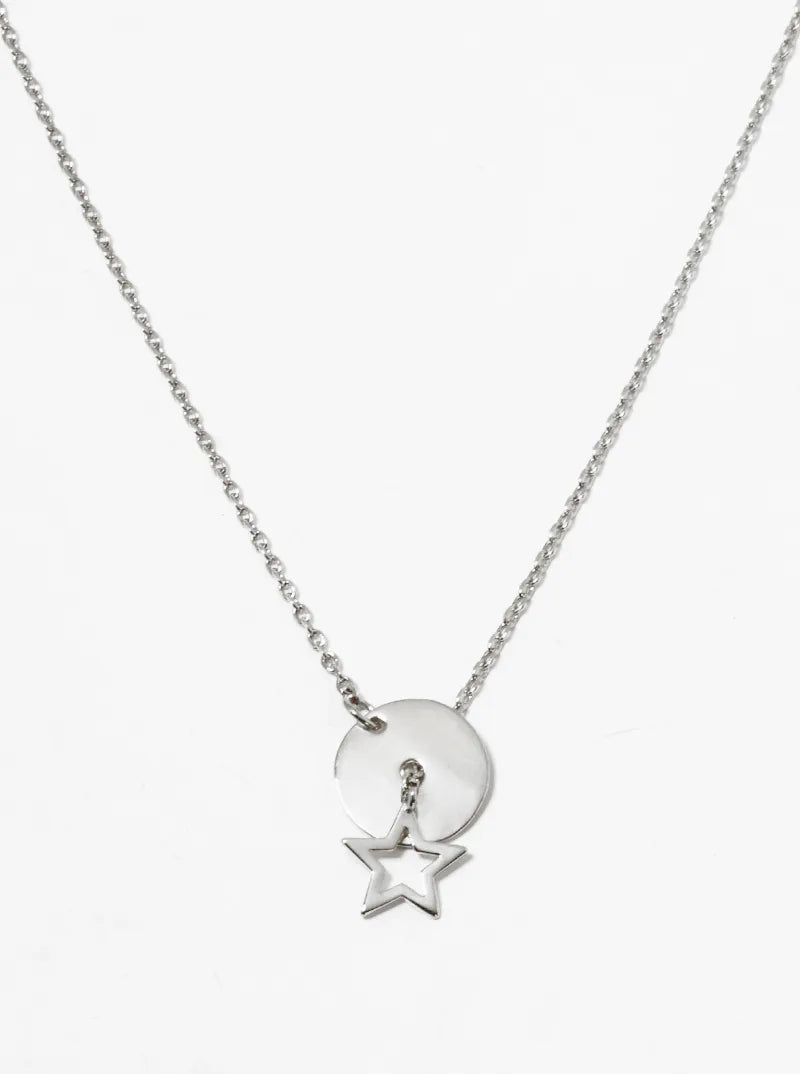 White Gold Dipped Dainty Star Pendant Lariat Necklace