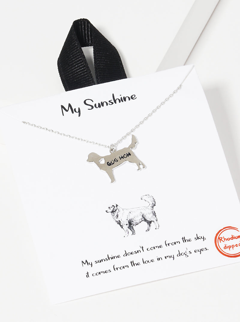 White Gold Dipped Dog Mom Pendant Necklace