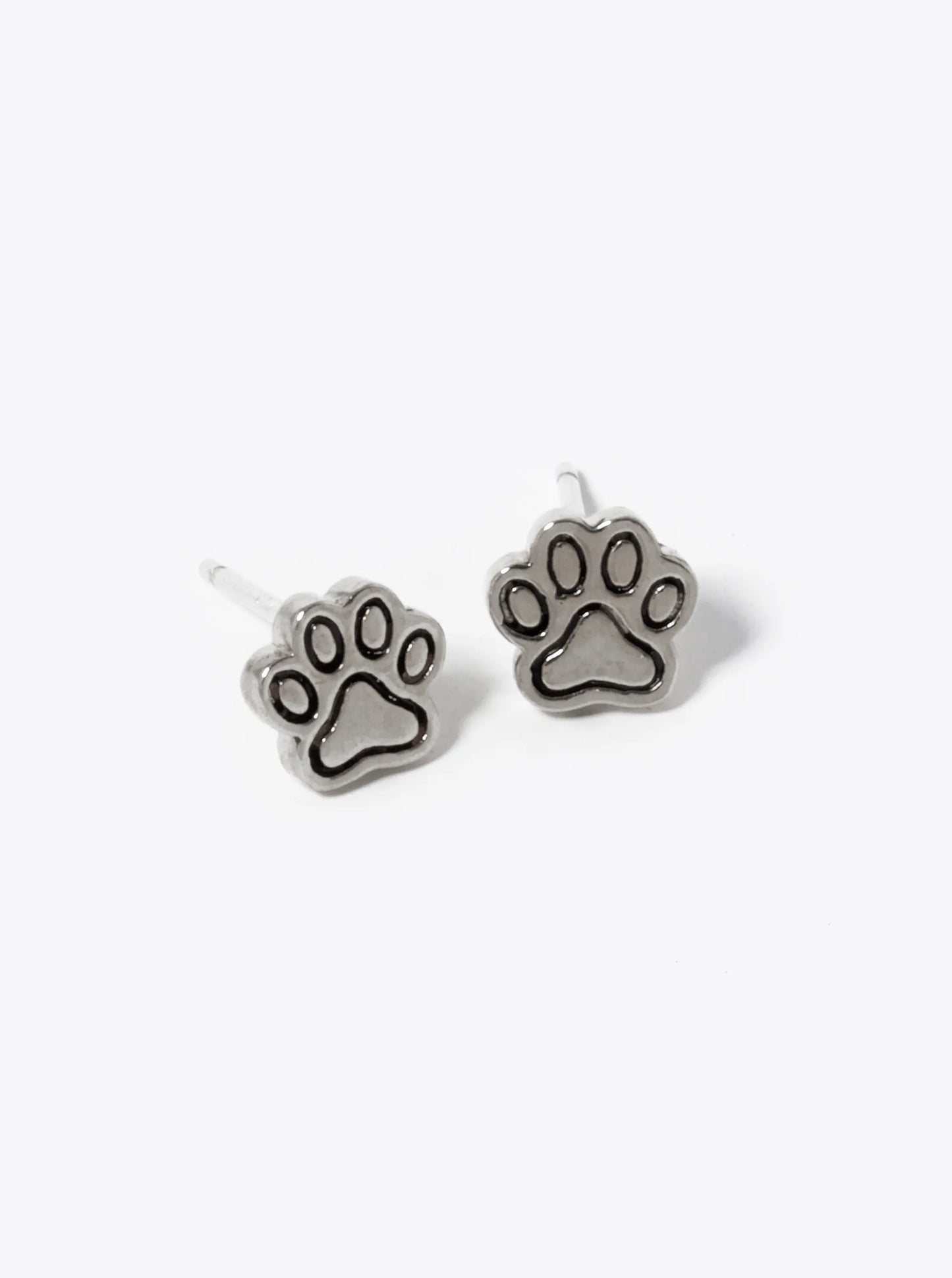 White Gold Dipped Dog Paw Stud Earrings