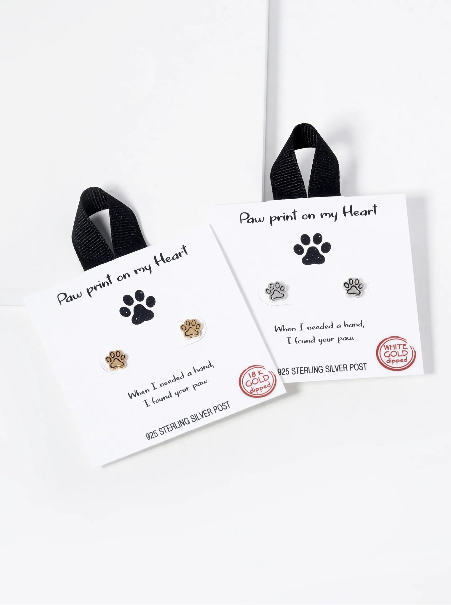 White Gold Dipped Dog Paw Stud Earrings