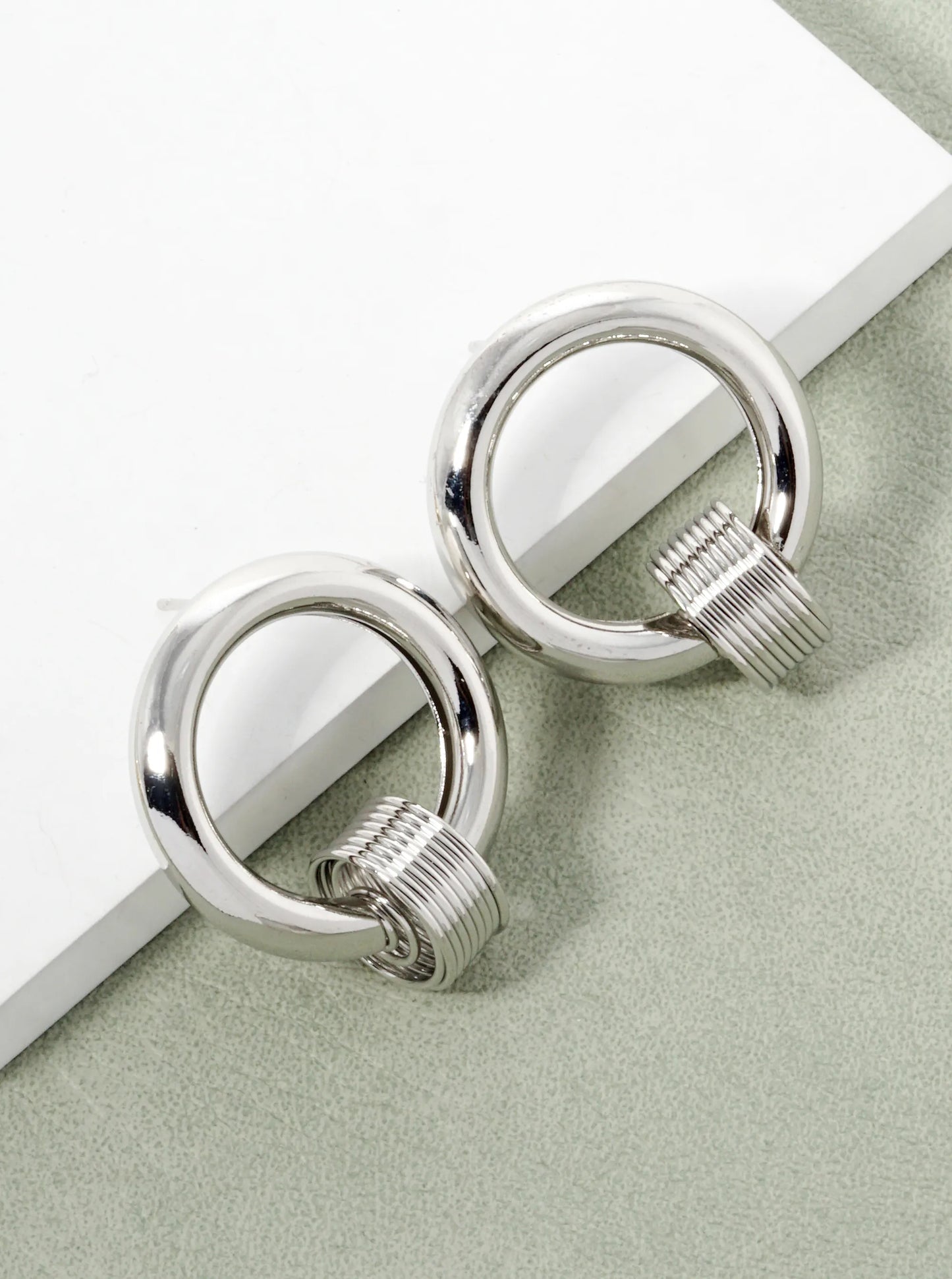 White Gold Dipped Door Knocker Post Earrings