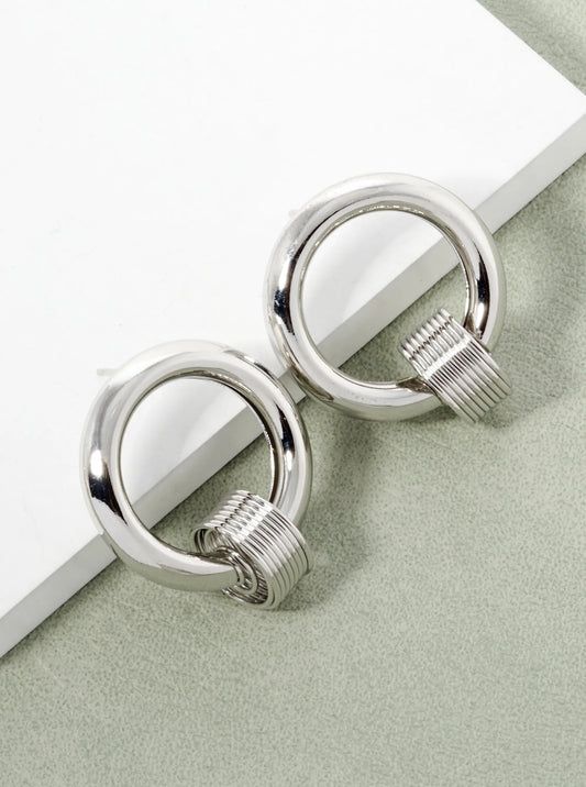 White Gold Dipped Door Knocker Post Earrings