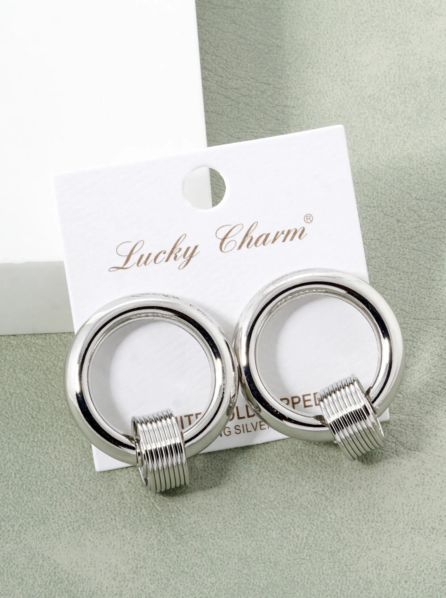 White Gold Dipped Door Knocker Post Earrings