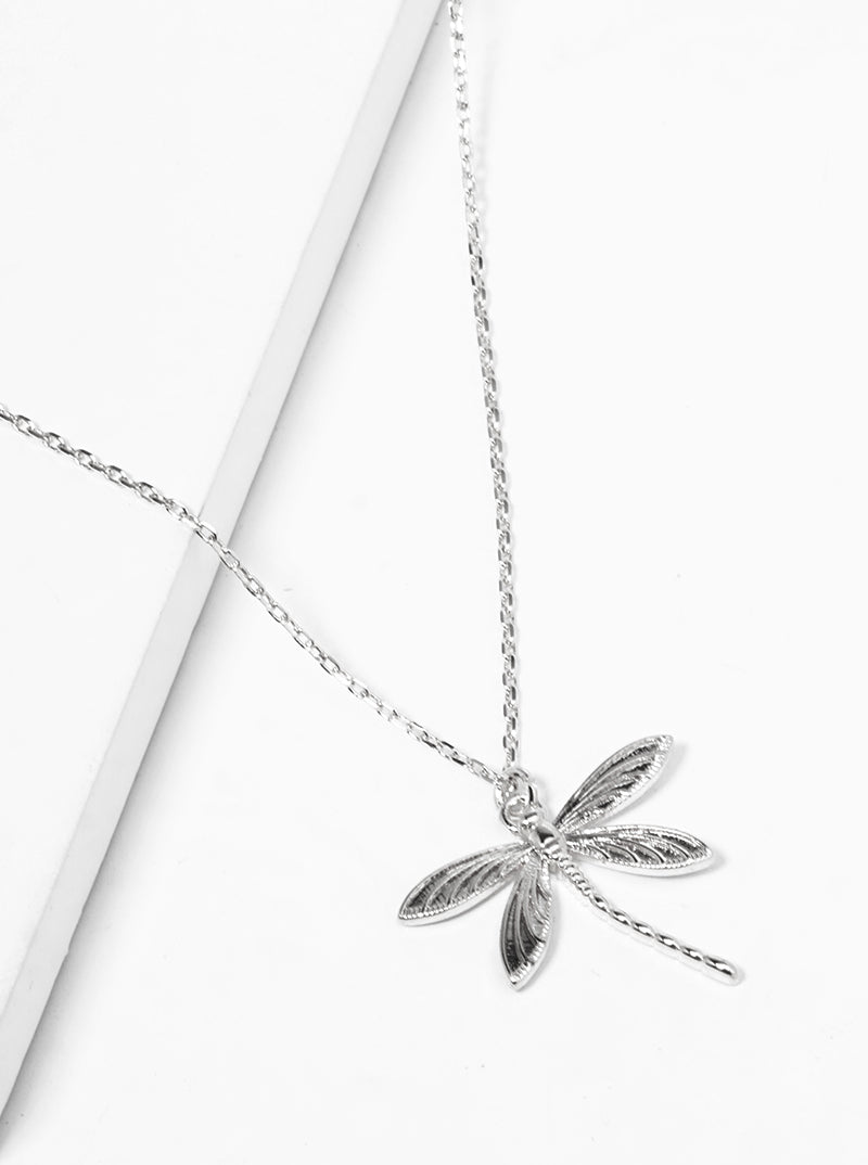 18K Gold Dipped Dragonfly Pendant Spiritual Necklace Rhodium