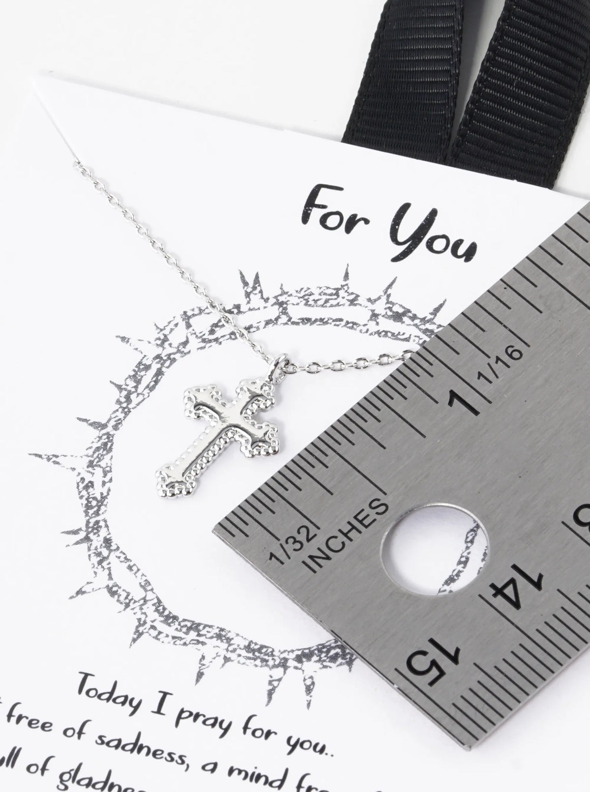 White Gold Dipped Gothic Cross Pendant Necklace
