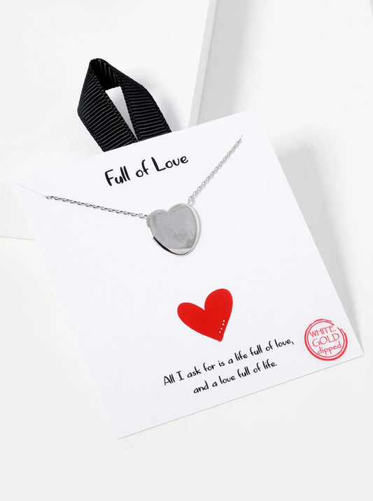 White Gold Dipped Heart Pendant Necklace