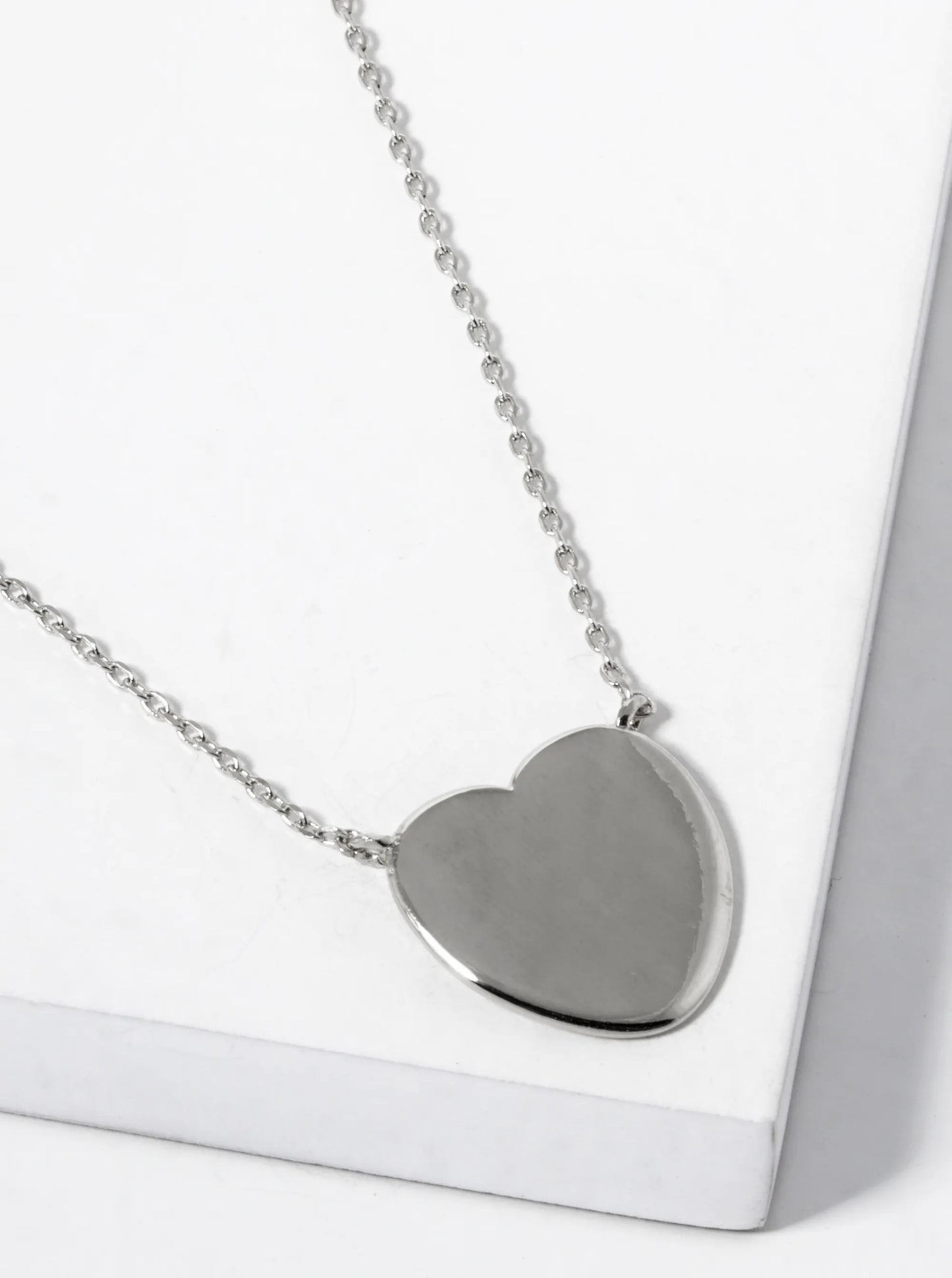 White Gold Dipped Heart Pendant Necklace
