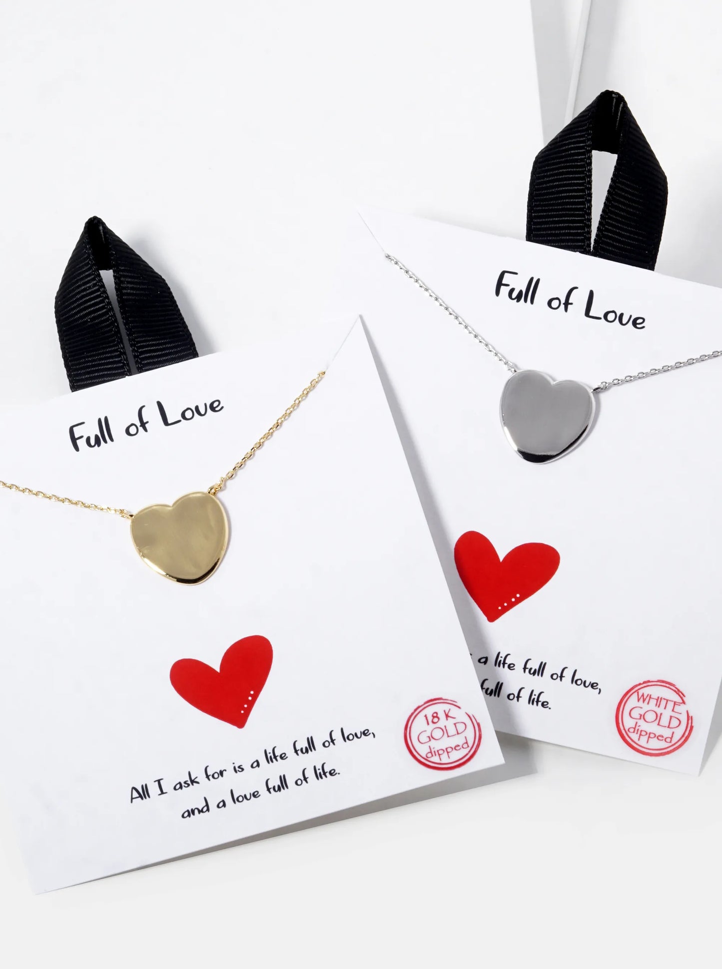White Gold Dipped Heart Pendant Necklace