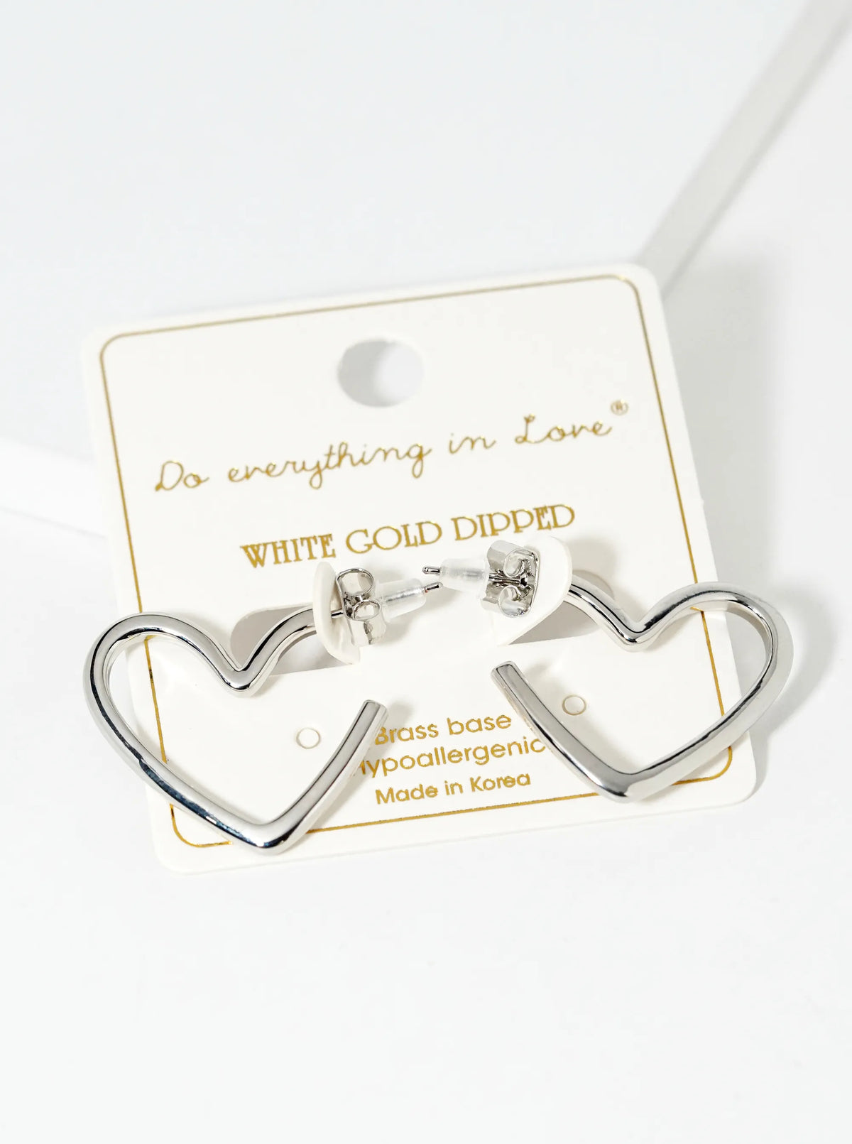 14k Gold Dipped Heart Shape Brass Open Hoop Earrings