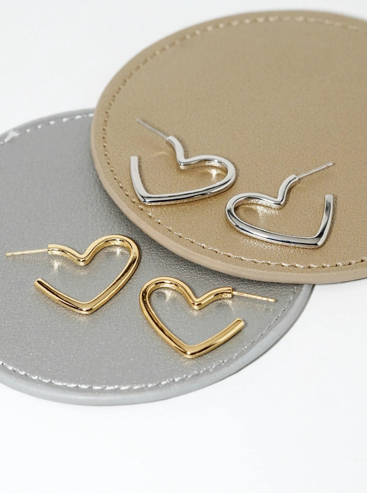 14k Gold Dipped Heart Shape Brass Open Hoop Earrings