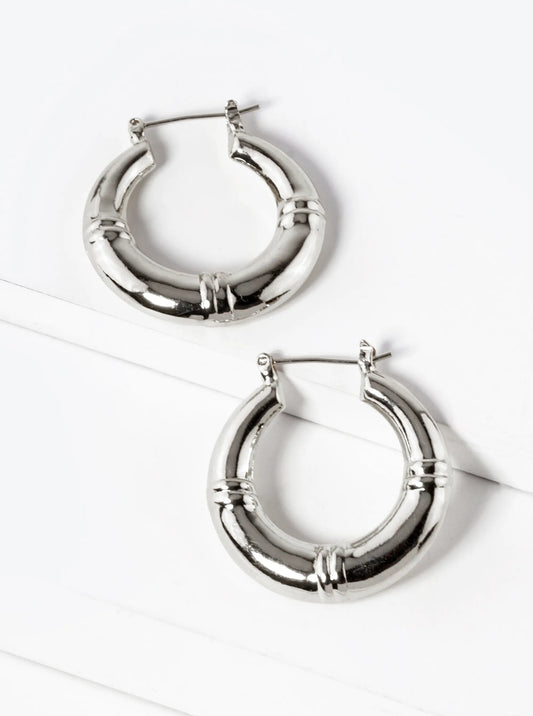 White Gold Dipped Hollow 30mm Bold Latch Back Hoop Earrings