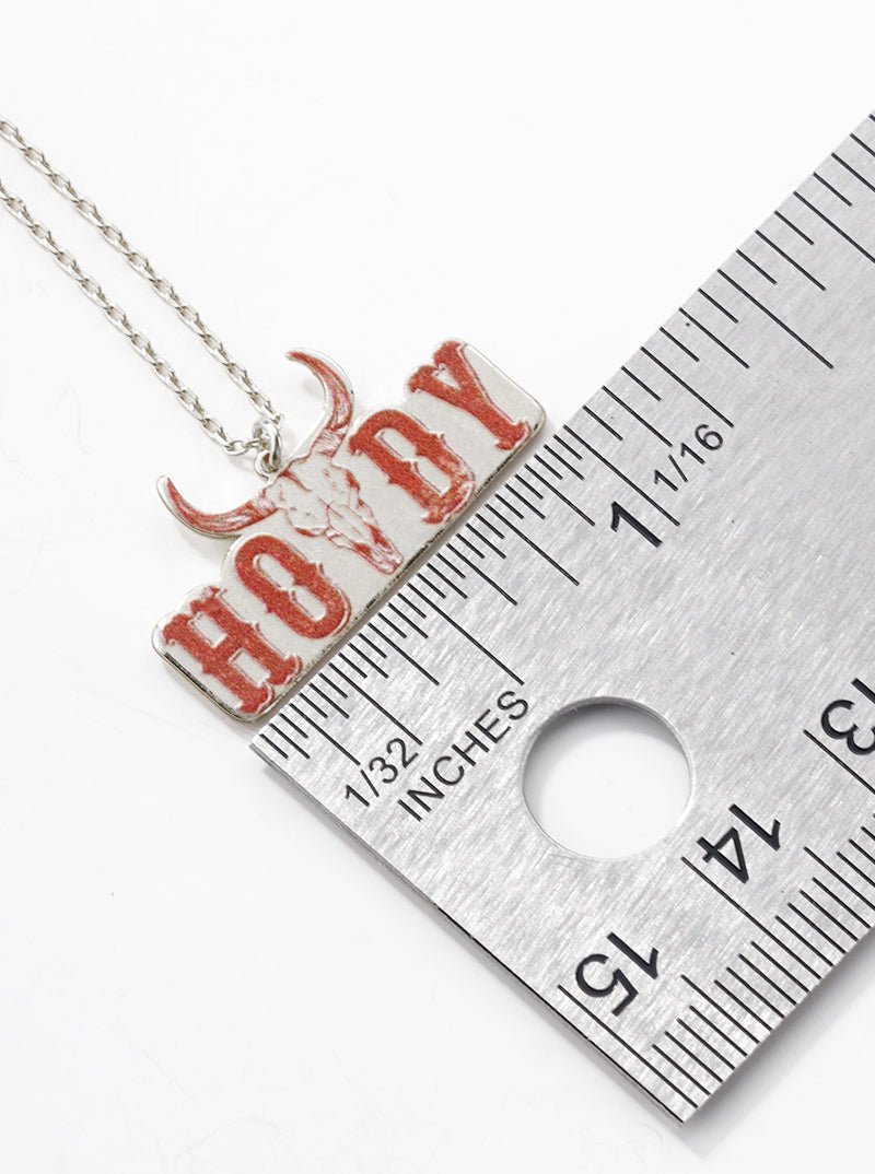 White Gold Dipped Howdy Bull Head Pendant Necklace