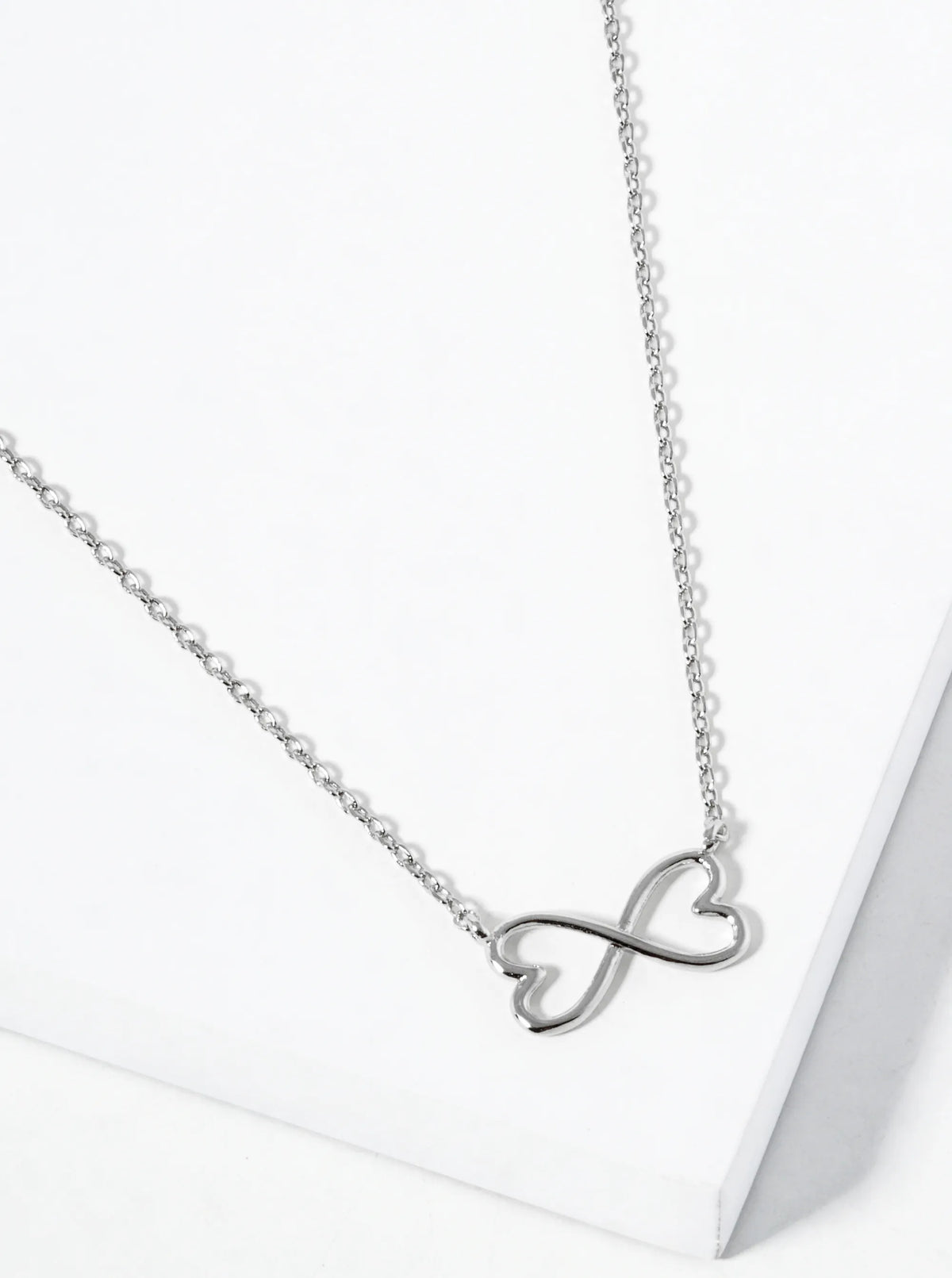 White Gold Dipped Infinity Heart Pendant Necklace