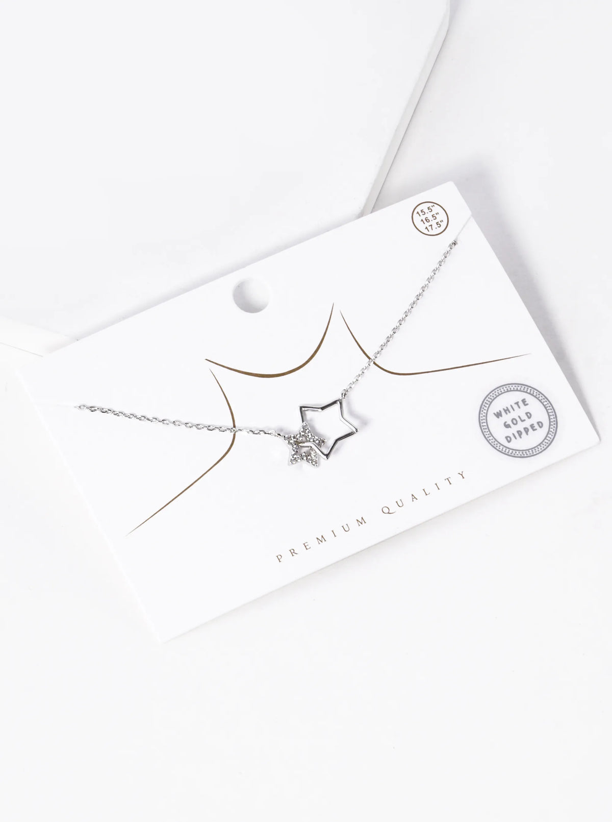 White Gold Dipped Interlocking CZ Pave Star Pendant Necklace