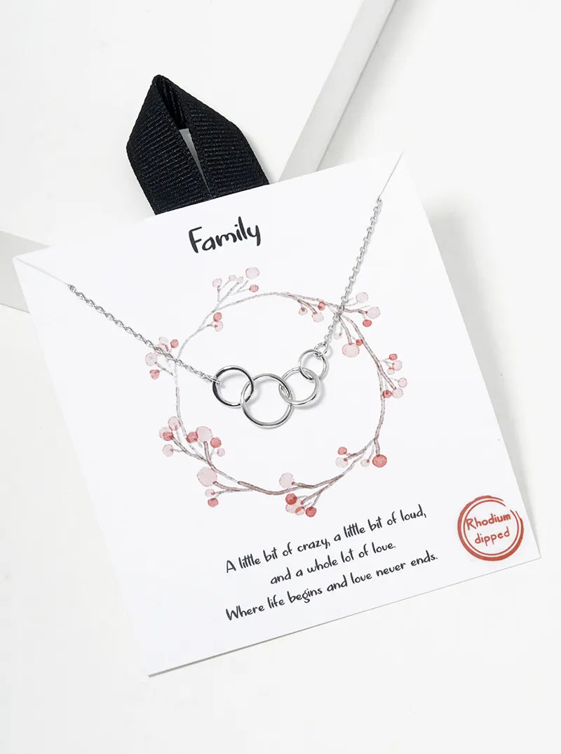 White Gold Dipped Interlocking Circle Pendant Necklace
