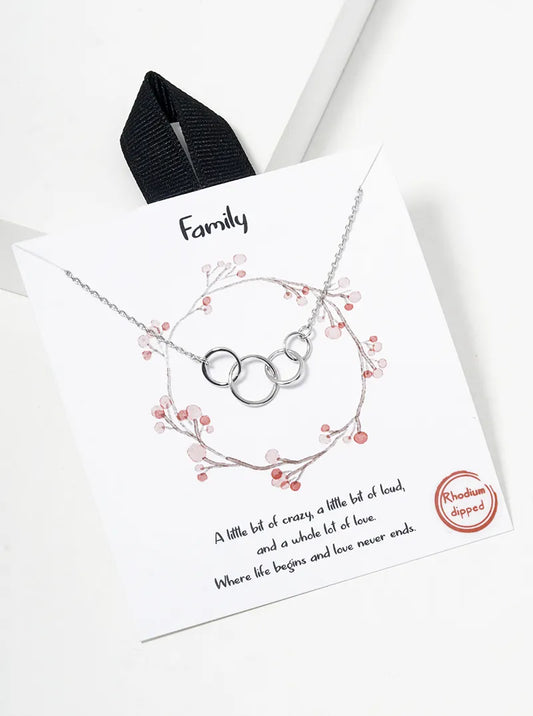 White Gold Dipped Interlocking Circle Pendant Necklace
