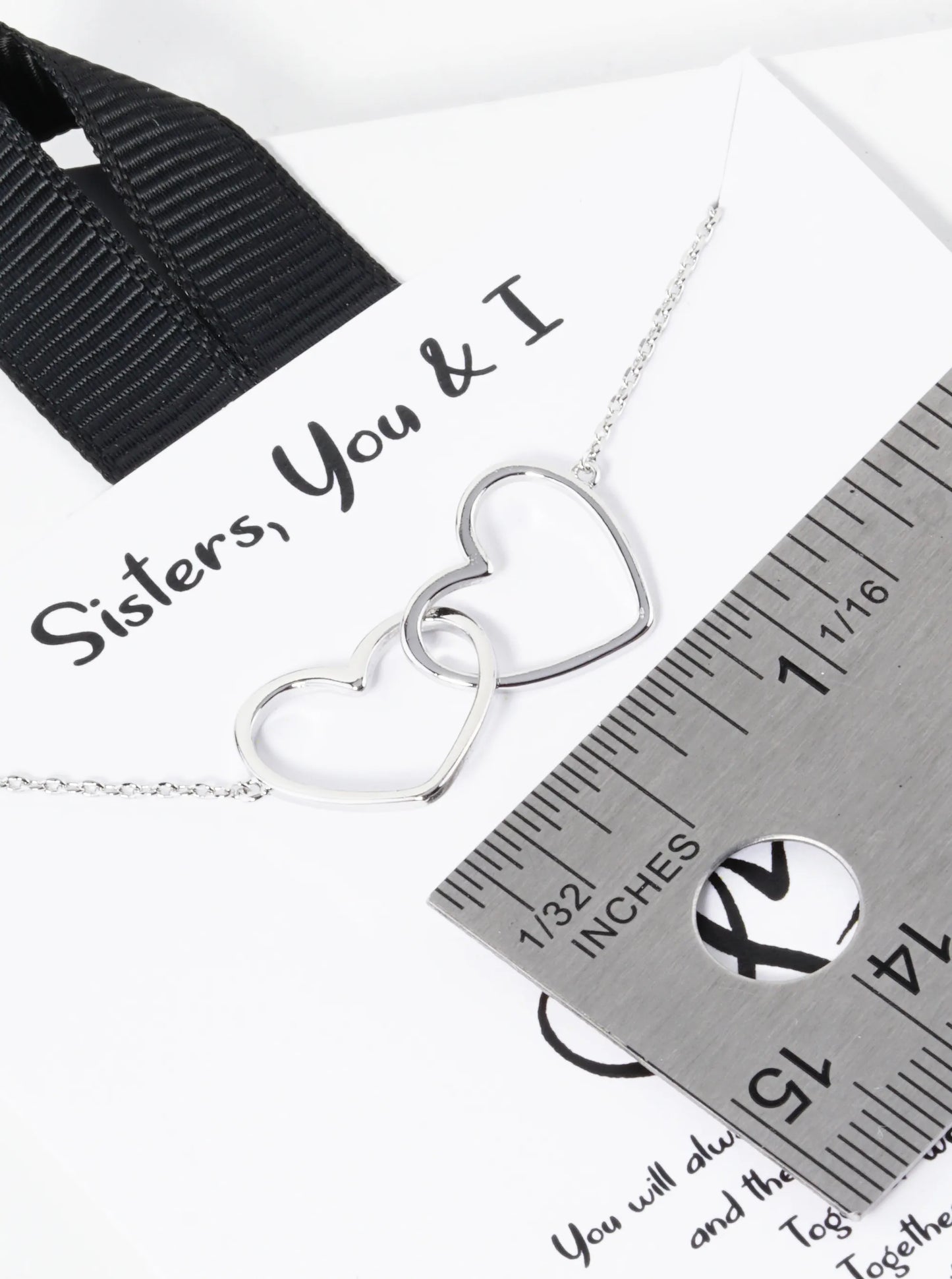 White Gold Dipped Interlocking Two Wire Hearts Pendant Necklace